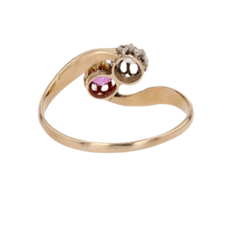 Bague Toi & Moi en or jaune, rubis et diamant - Castafiore