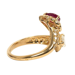 Bague Toi & Moi en or jaune, rubis et diamants - Castafiore