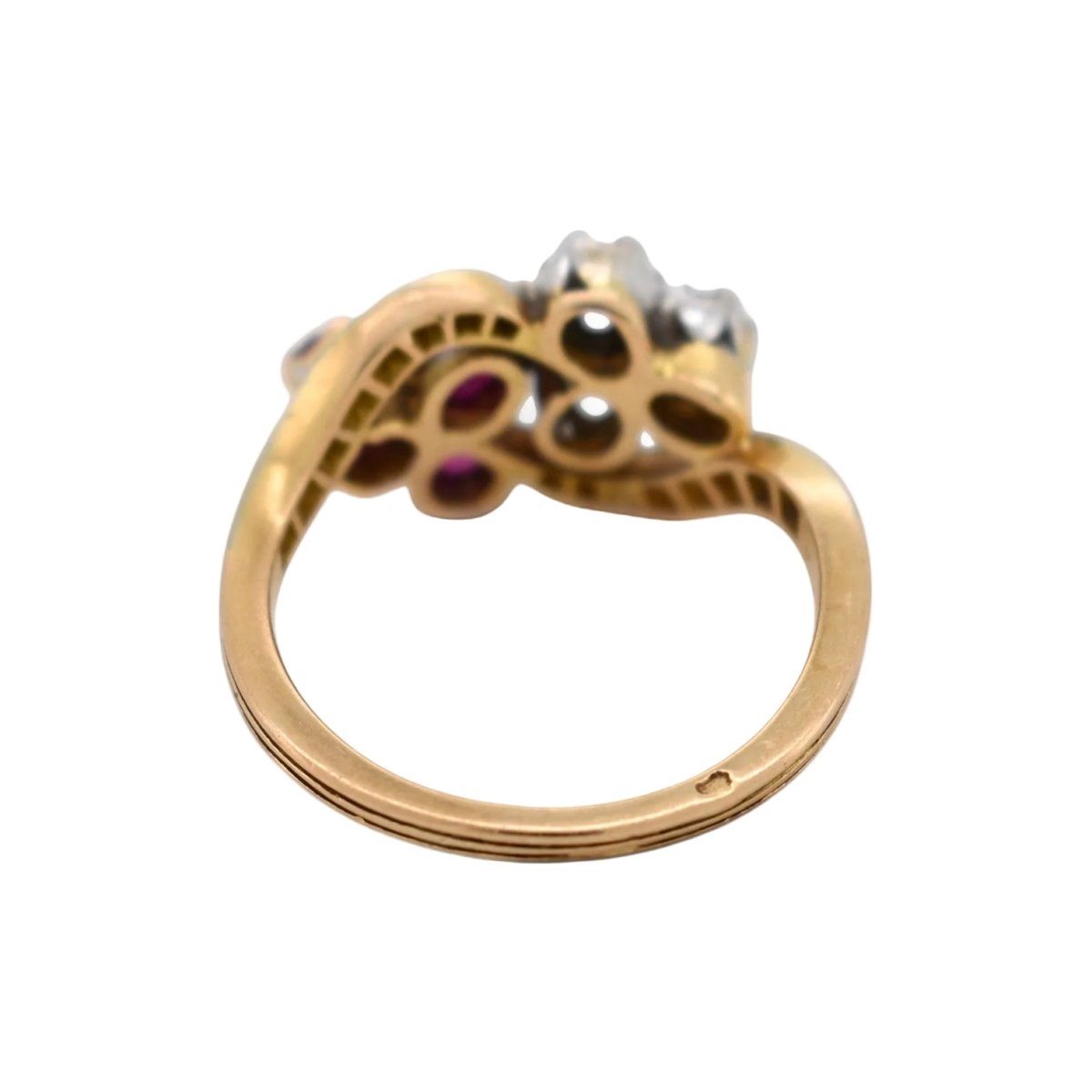 Bague Toi & Moi en or jaune, rubis et diamants - Castafiore