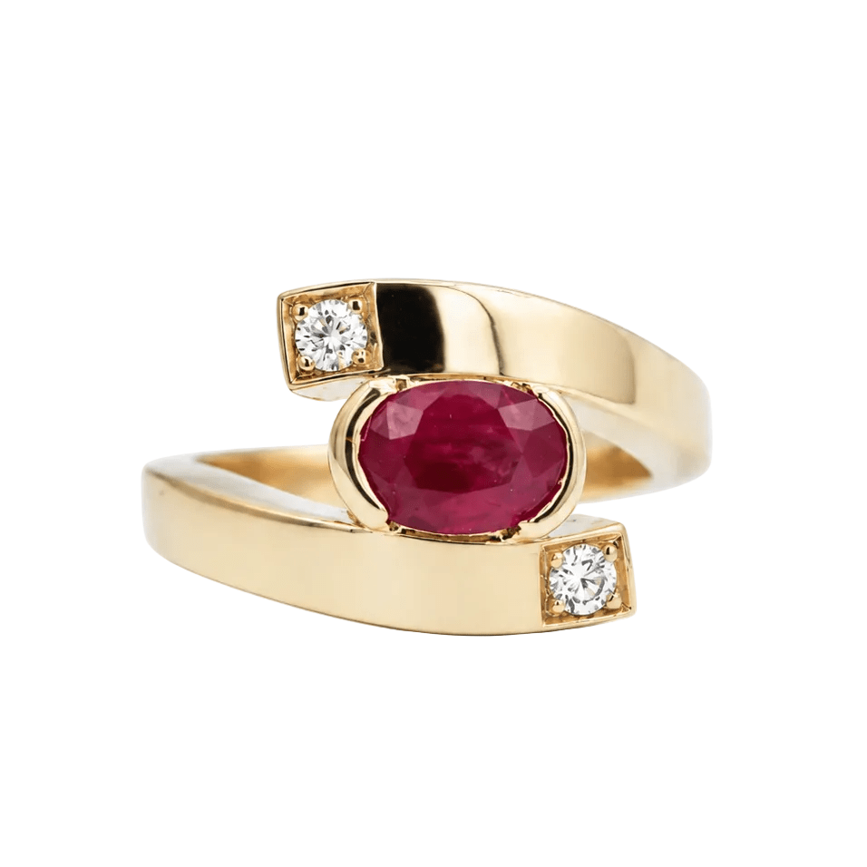 Bague Toi & Moi en or jaune, rubis et diamants - Castafiore