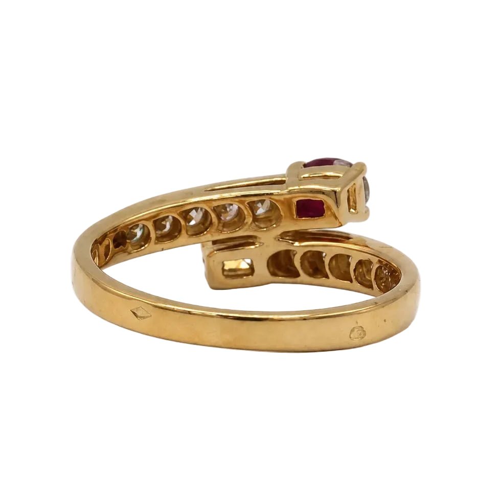 Bague Toi & Moi en or jaune, rubis et diamants - Castafiore
