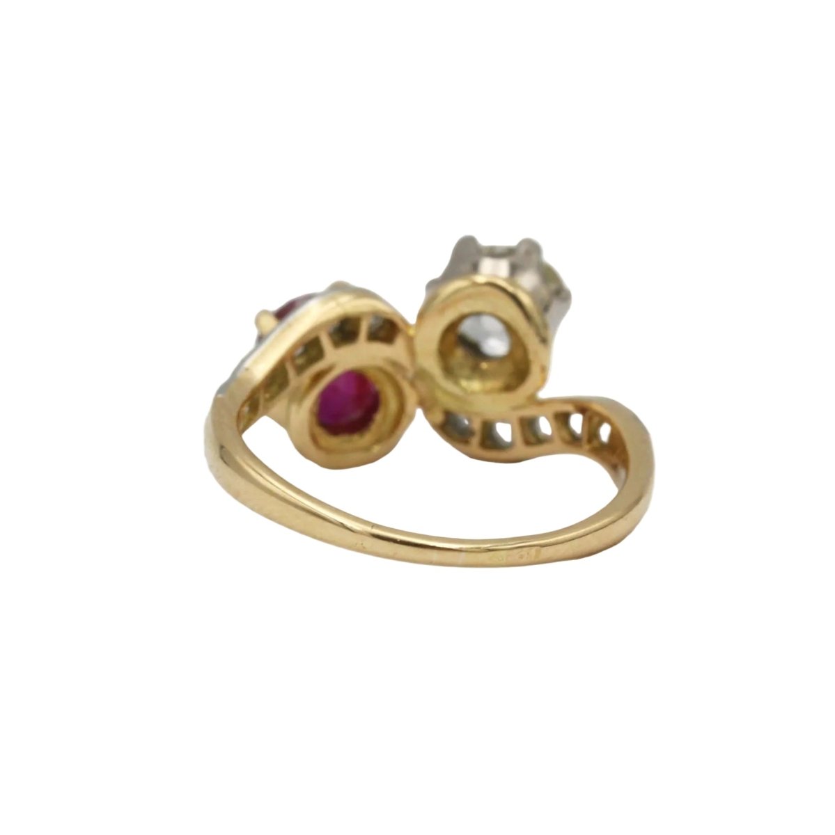 Bague Toi & Moi en or jaune, rubis et diamants - Castafiore