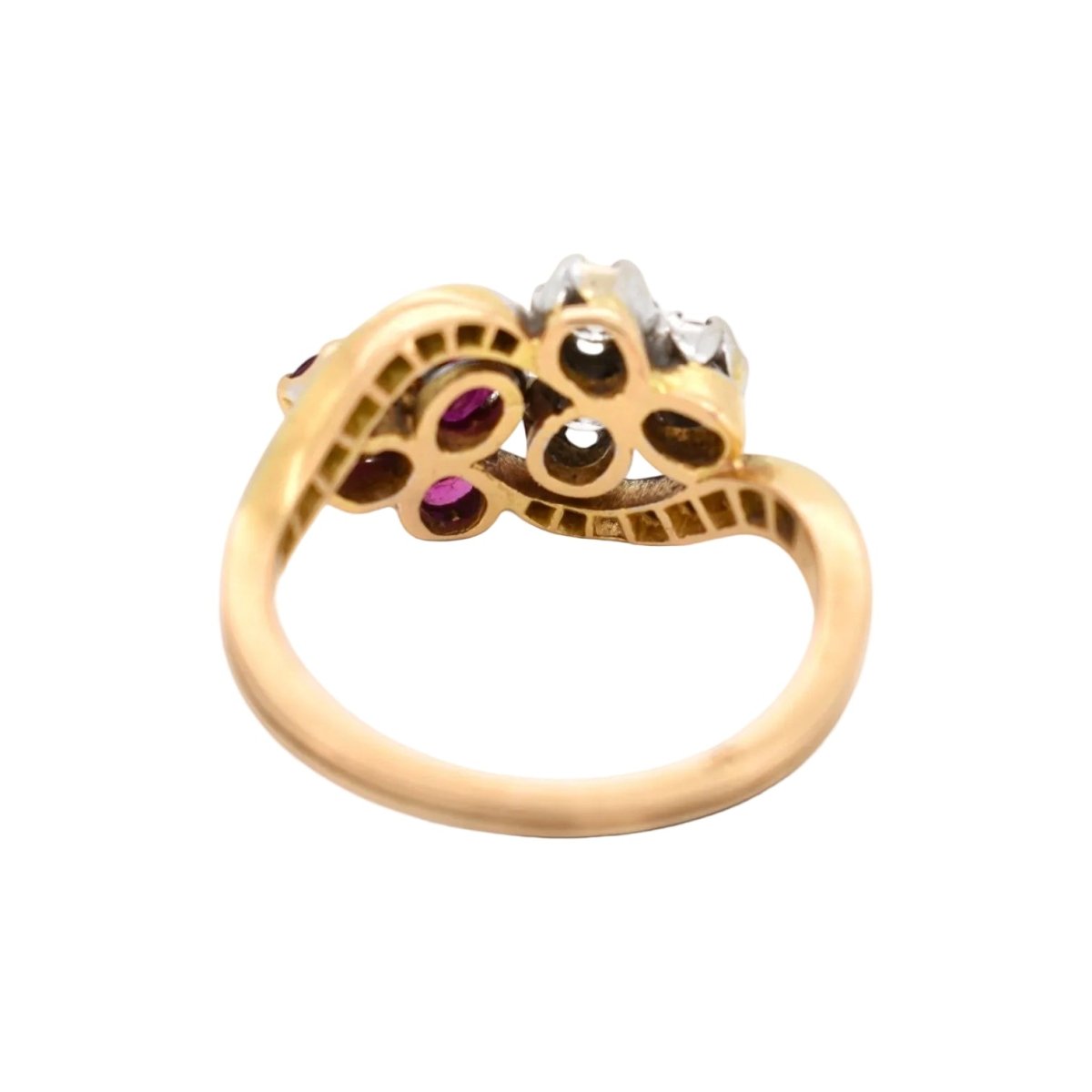Bague Toi & Moi en or jaune, rubis et diamants - Castafiore