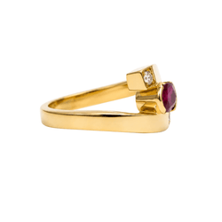 Bague Toi & Moi en or jaune, rubis et diamants - Castafiore
