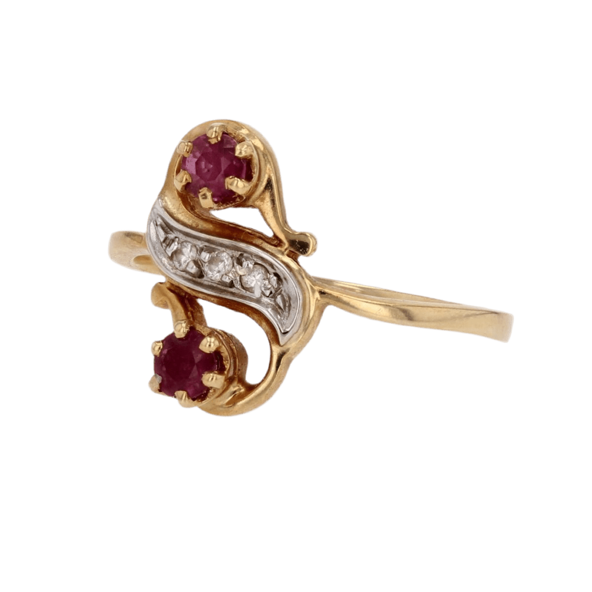 Bague Toi & Moi en or jaune, rubis et diamants - Castafiore