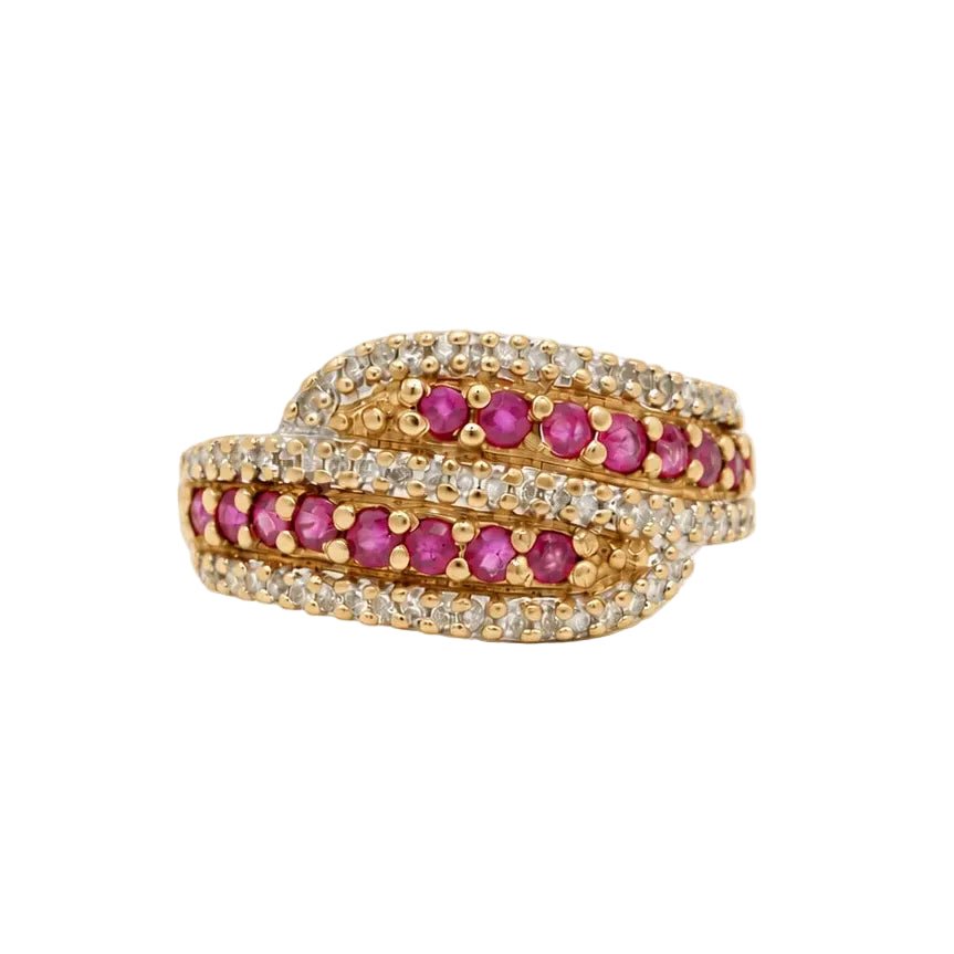 Bague Toi & Moi en or jaune, rubis et diamants - Castafiore