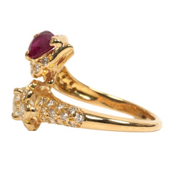 Bague Toi & Moi en or jaune, rubis et diamants - Castafiore