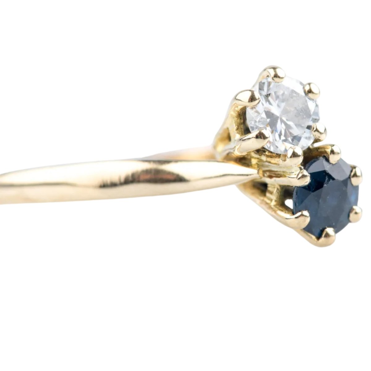 Bague Toi & Moi en or jaune, saphir et diamant - Castafiore