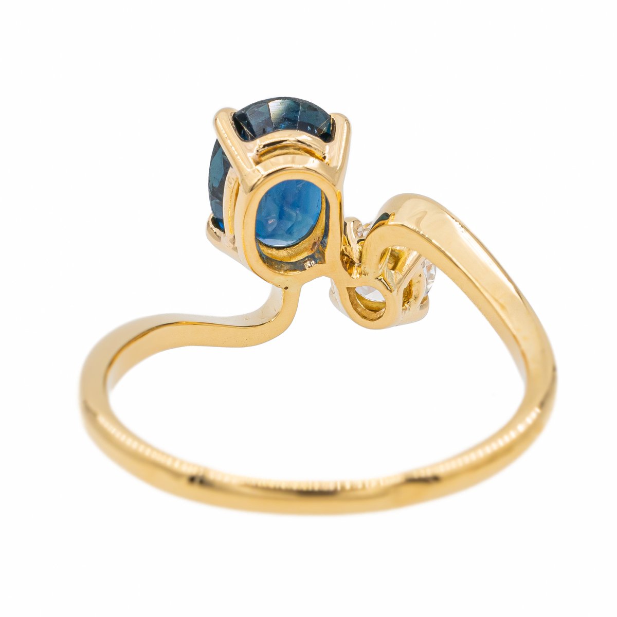 Bague Toi & Moi en Or jaune, Saphir et Diamant - Castafiore