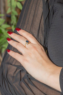 Bague Toi & Moi en Or jaune, Saphir et Diamant - Castafiore