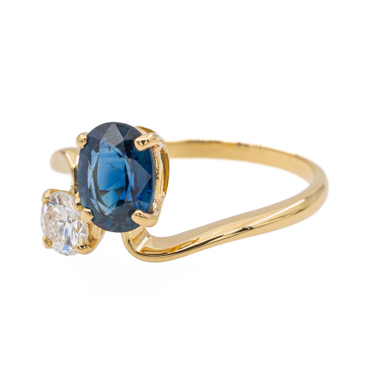 Bague Toi & Moi en Or jaune, Saphir et Diamant - Castafiore