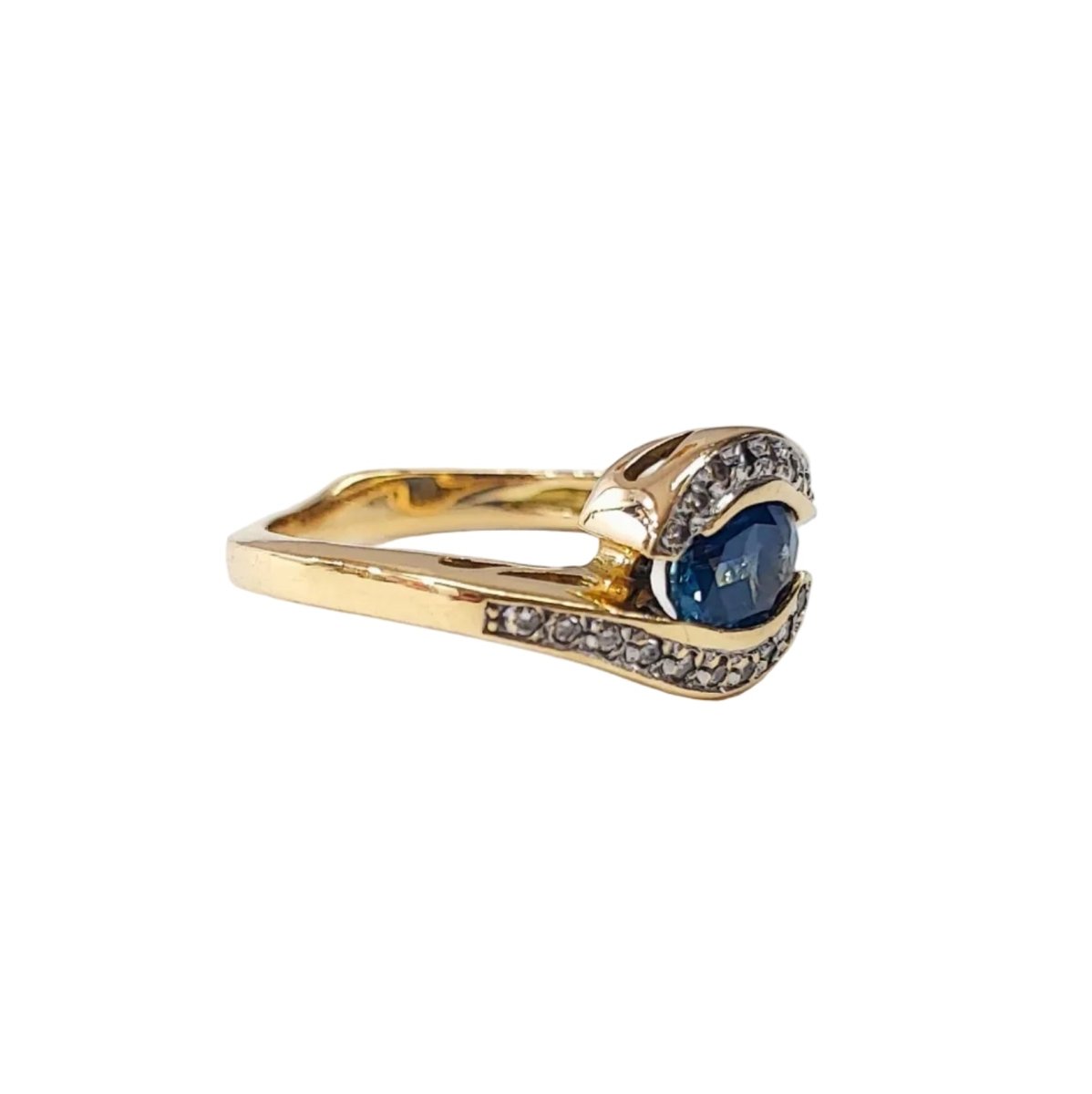 Bague Toi & Moi en or jaune, saphir et diamants - Castafiore