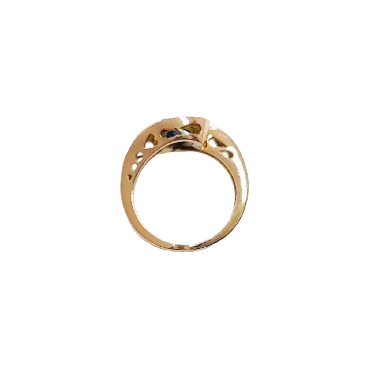 Bague Toi & Moi en or jaune, saphir et diamants - Castafiore