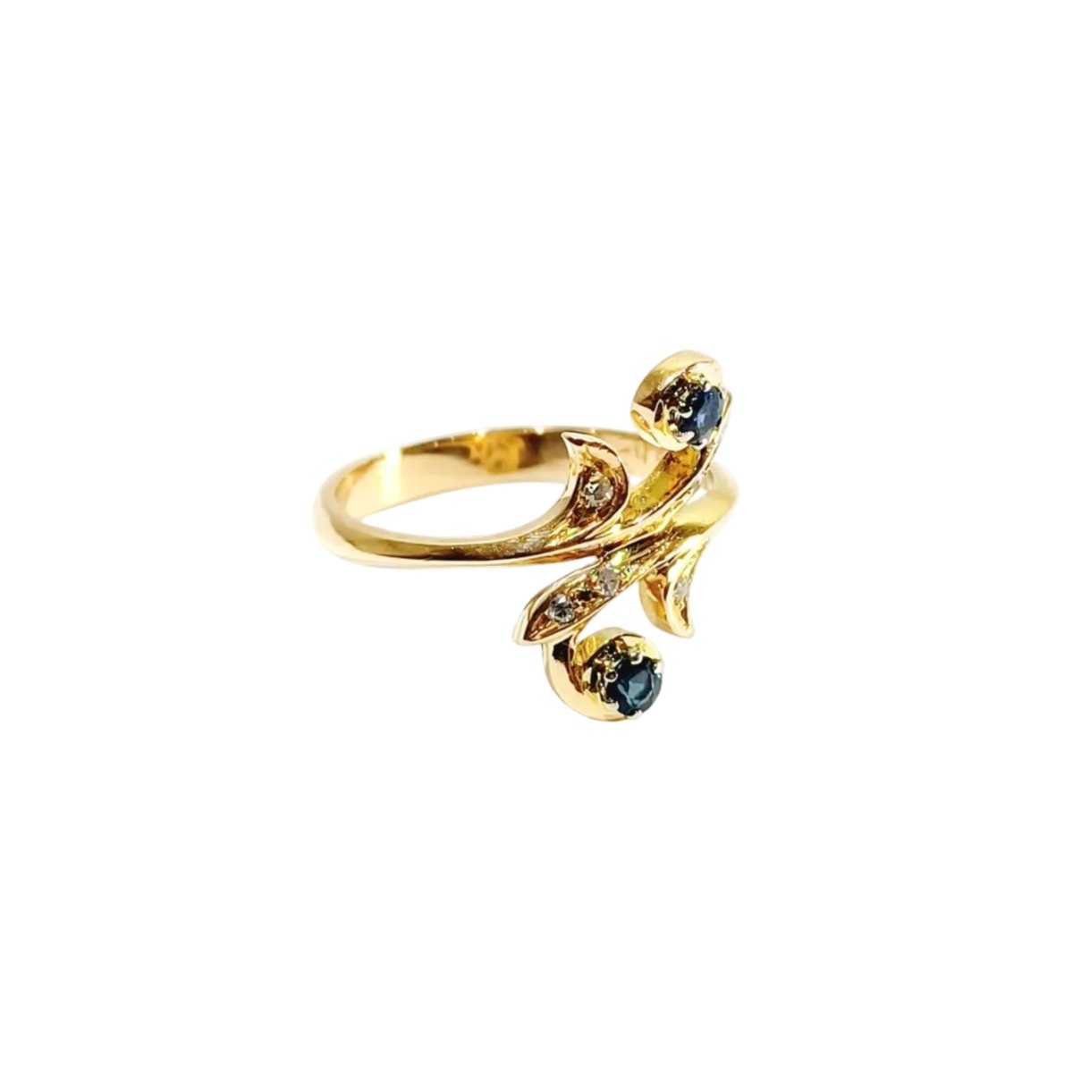Bague Toi & Moi en or jaune, saphirs et diamants - Castafiore