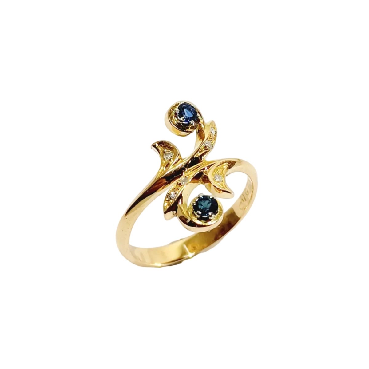 Bague Toi & Moi en or jaune, saphirs et diamants - Castafiore