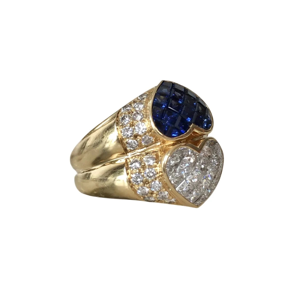Bague Toi & Moi en or jaune, saphirs et diamants - Castafiore