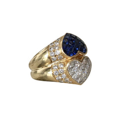 Bague Toi & Moi en or jaune, saphirs et diamants - Castafiore