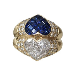 Bague Toi & Moi en or jaune, saphirs et diamants - Castafiore