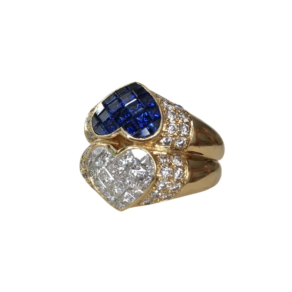 Bague Toi & Moi en or jaune, saphirs et diamants - Castafiore