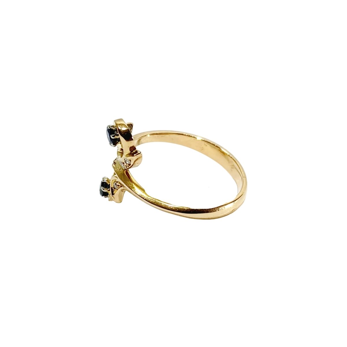 Bague Toi & Moi en or jaune, saphirs et diamants - Castafiore