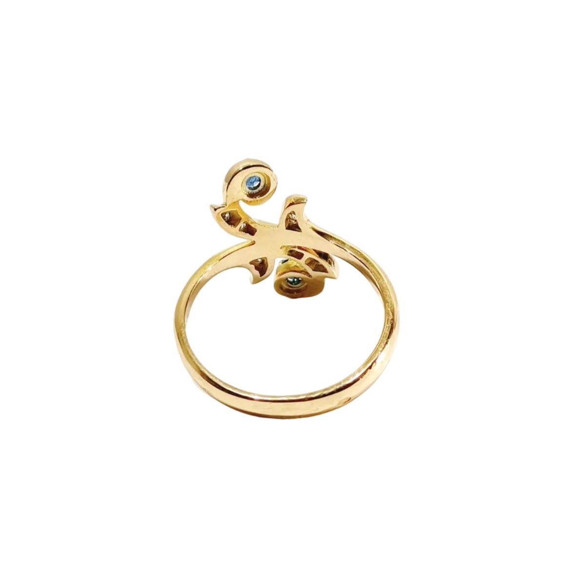 Bague Toi & Moi en or jaune, saphirs et diamants - Castafiore
