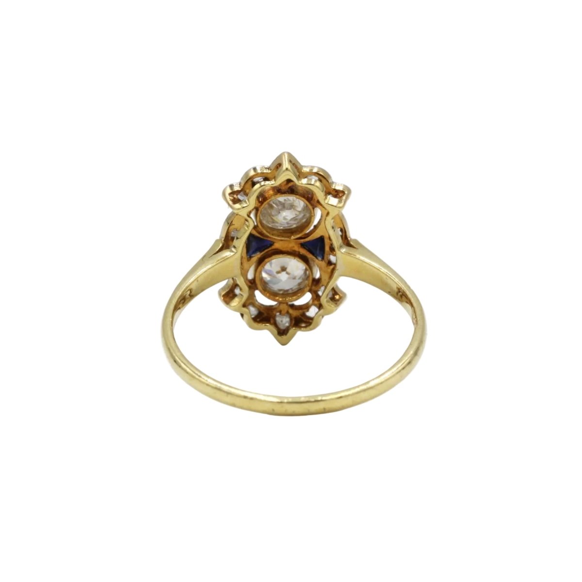 Bague Toi & Moi en or jaune, saphirs et diamants - Castafiore