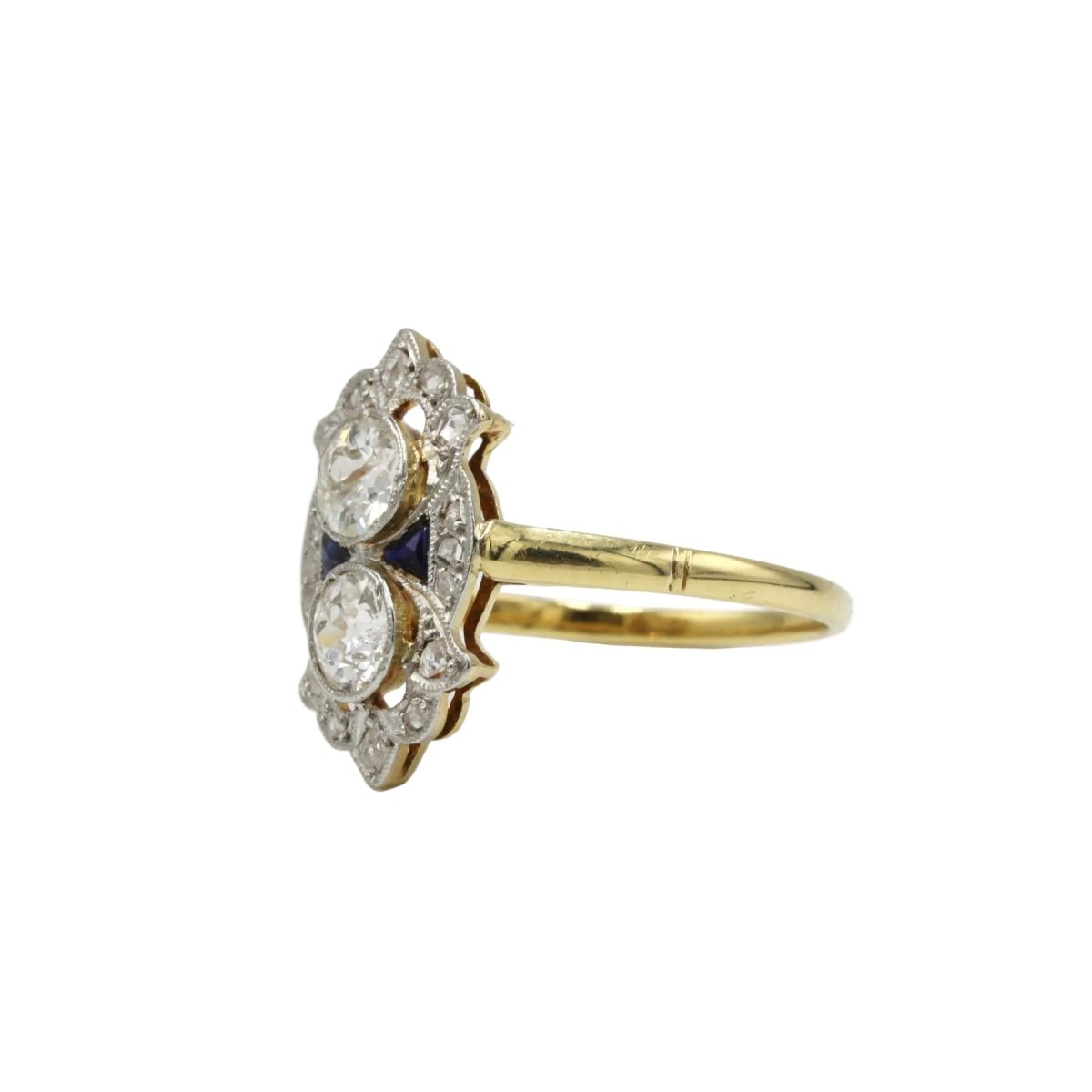 Bague Toi & Moi en or jaune, saphirs et diamants - Castafiore
