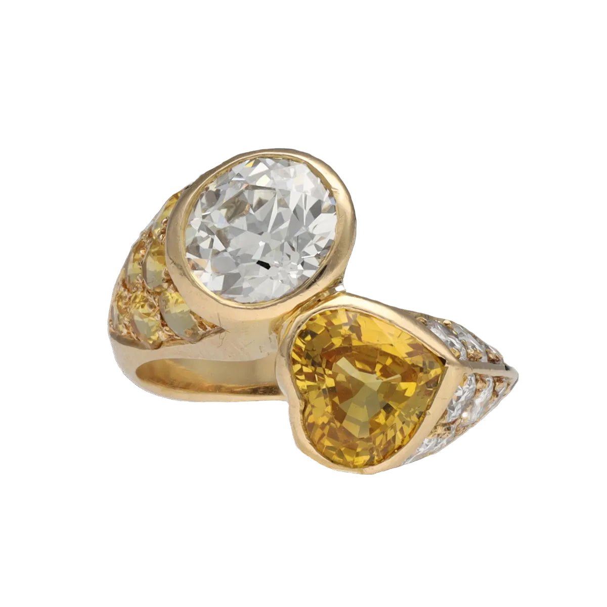 Bague Toi & Moi en or jaune, saphirs et diamants - Castafiore
