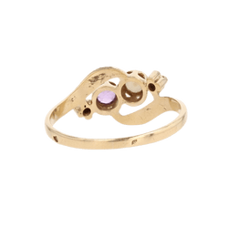 Bague Toi & Moi en or jaune, saphirs, perle et diamants - Castafiore