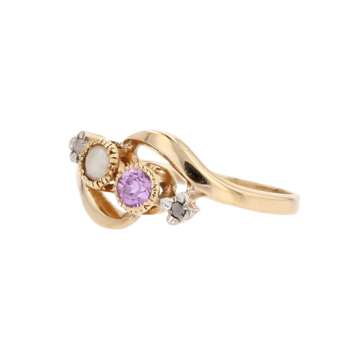 Bague Toi & Moi en or jaune, saphirs, perle et diamants - Castafiore