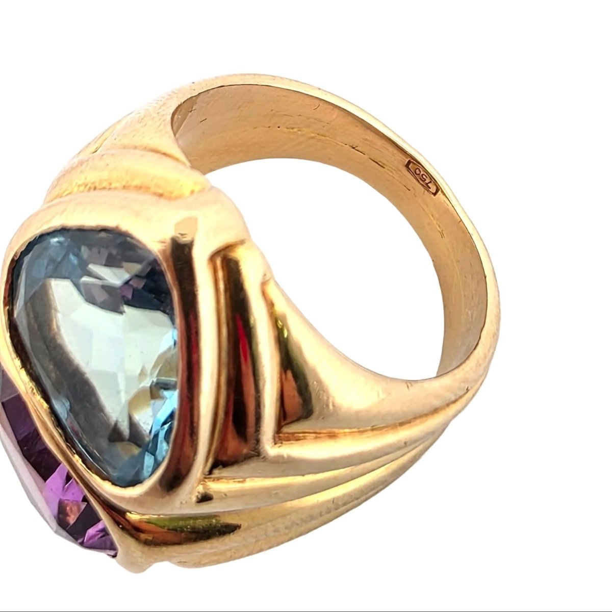 Bague Toi & Moi en or jaune, topaze et ambre - Castafiore