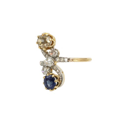 Bague Toi & Moi en or, platine, saphir et diamants - Castafiore