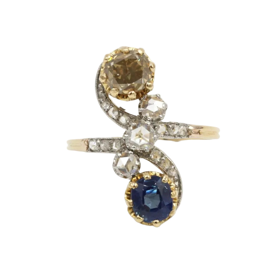 Bague Toi & Moi en or, platine, saphir et diamants - Castafiore
