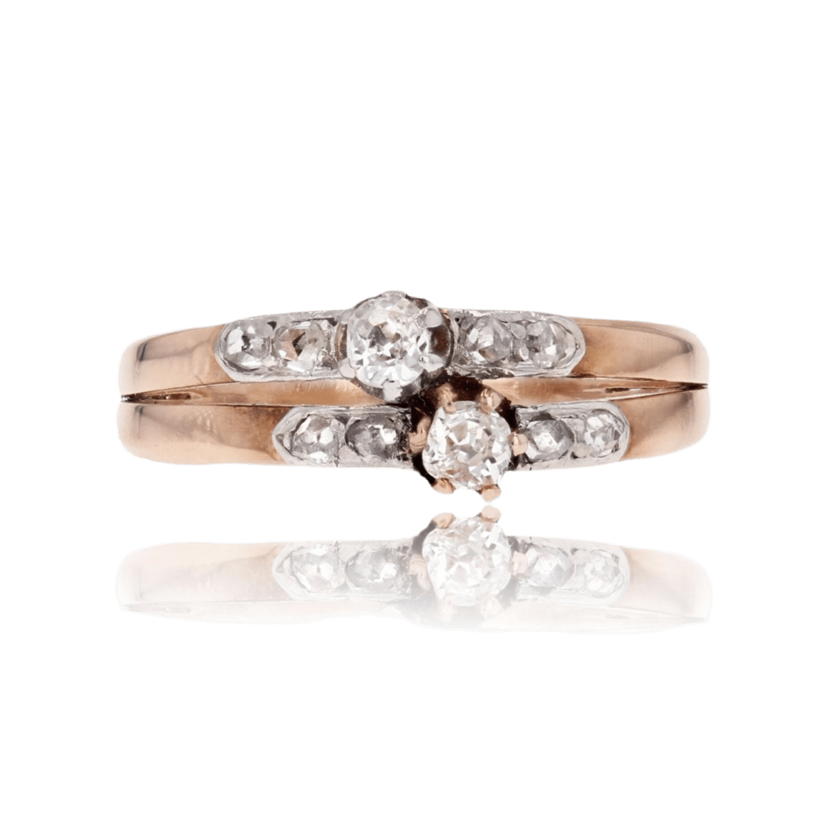 Bague Toi & Moi en or rose et diamants - Castafiore