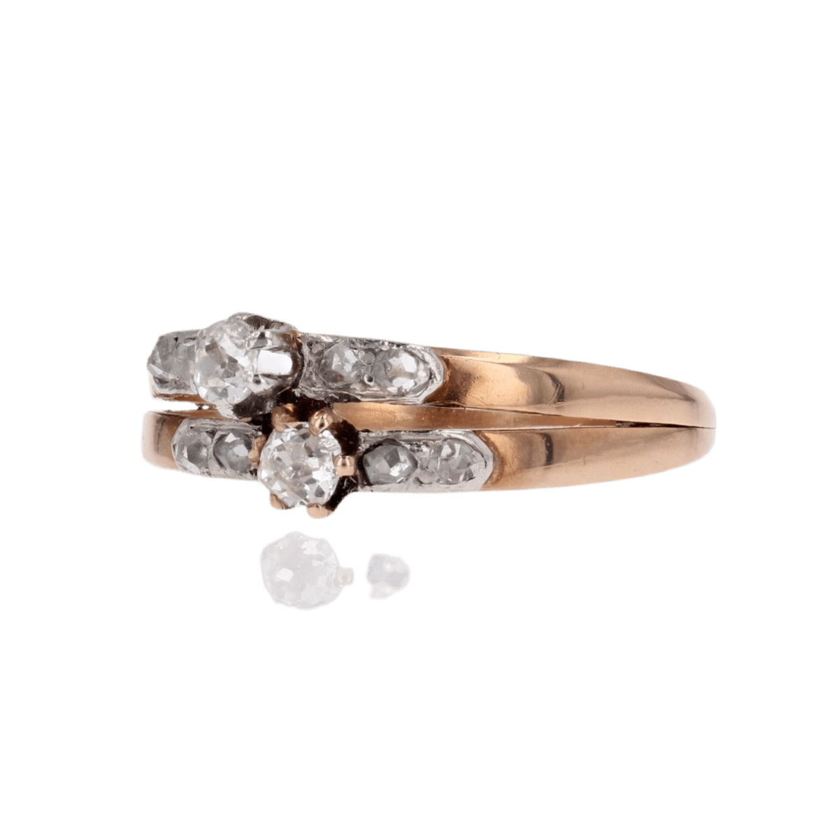 Bague Toi & Moi en or rose et diamants - Castafiore