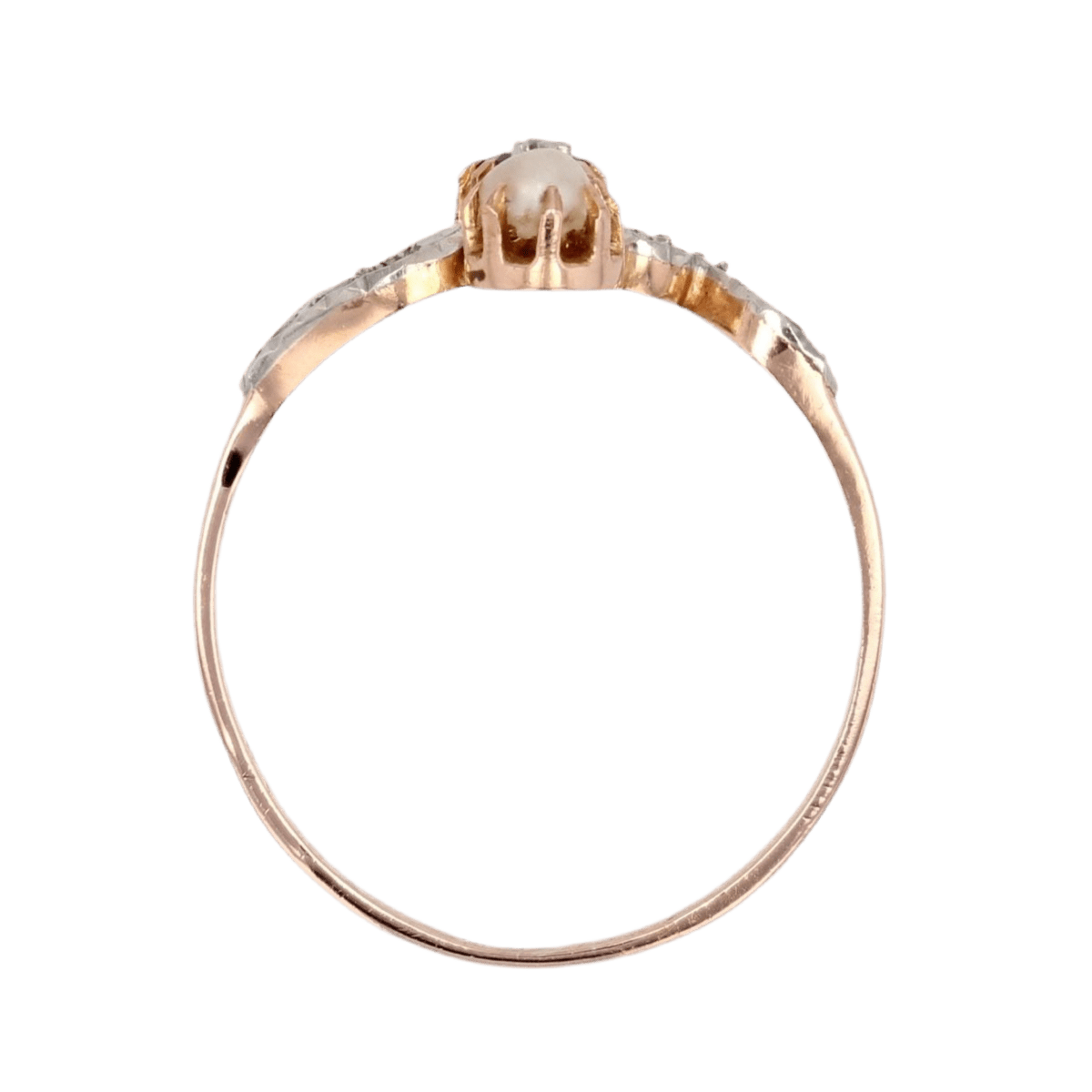 Bague Toi & Moi en or rose, grenat, perle et diamants - Castafiore