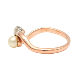 Bague Toi & Moi en or rose, perle et diamant - Castafiore