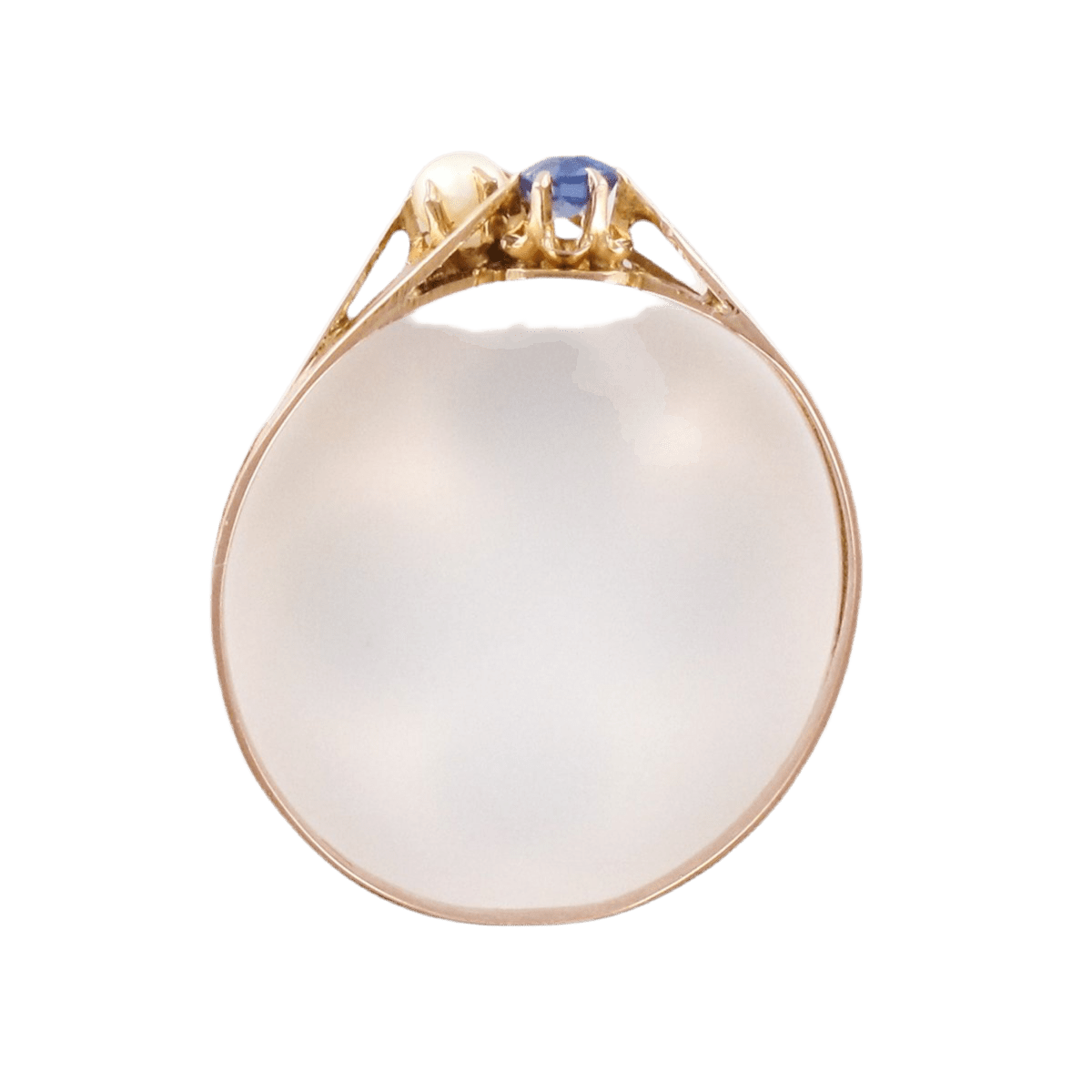 Bague Toi & Moi en or rose, perle et saphir - Castafiore