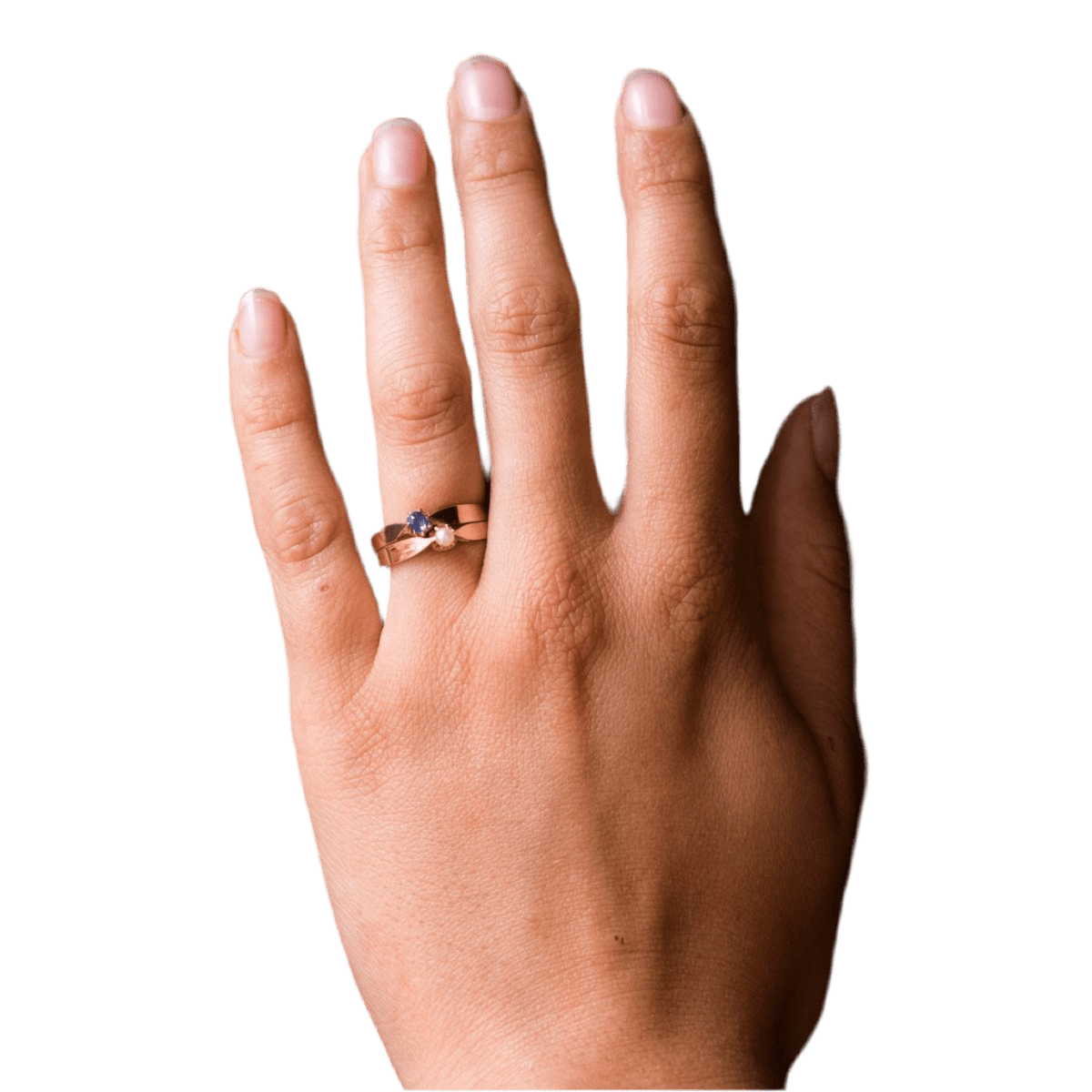 Bague Toi & Moi en or rose, perle et saphir - Castafiore