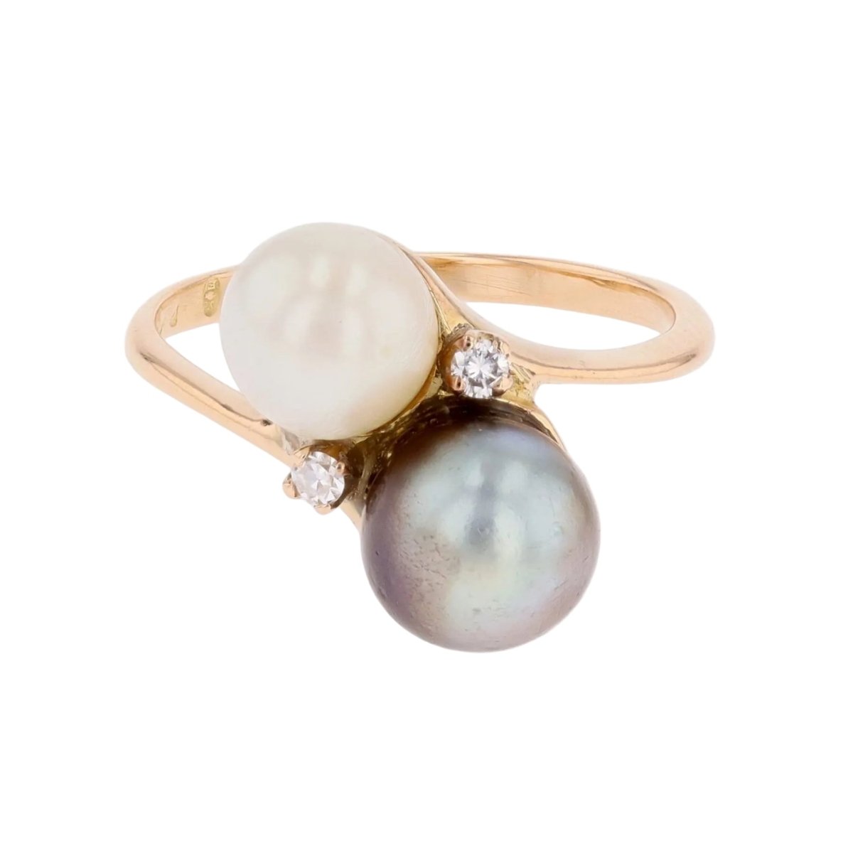 Bague Toi & Moi en or rose, perles et diamants - Castafiore