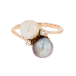 Bague Toi & Moi en or rose, perles et diamants - Castafiore