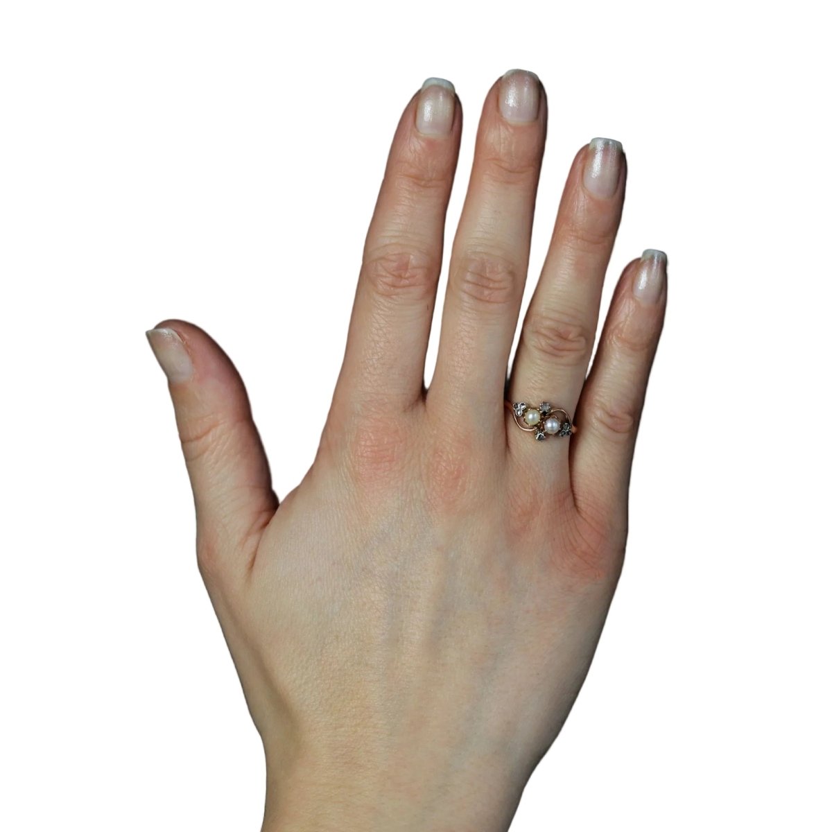 Bague Toi & Moi en or rose, perles et diamants - Castafiore