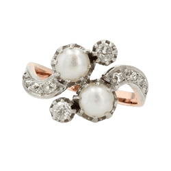 Bague Toi & Moi en or rose, perles et diamants - Castafiore