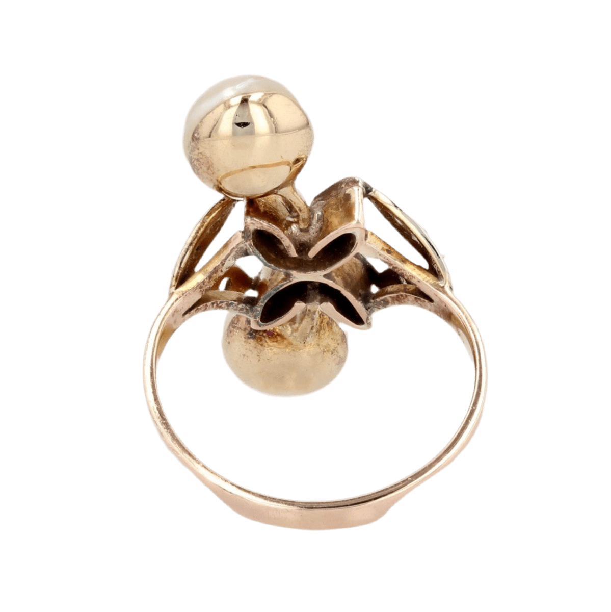 Bague Toi & Moi en or rose, perles et diamants - Castafiore