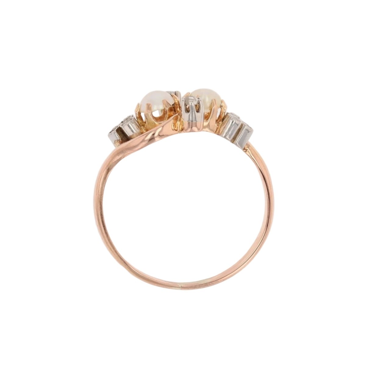 Bague Toi & Moi en or rose, perles et diamants - Castafiore
