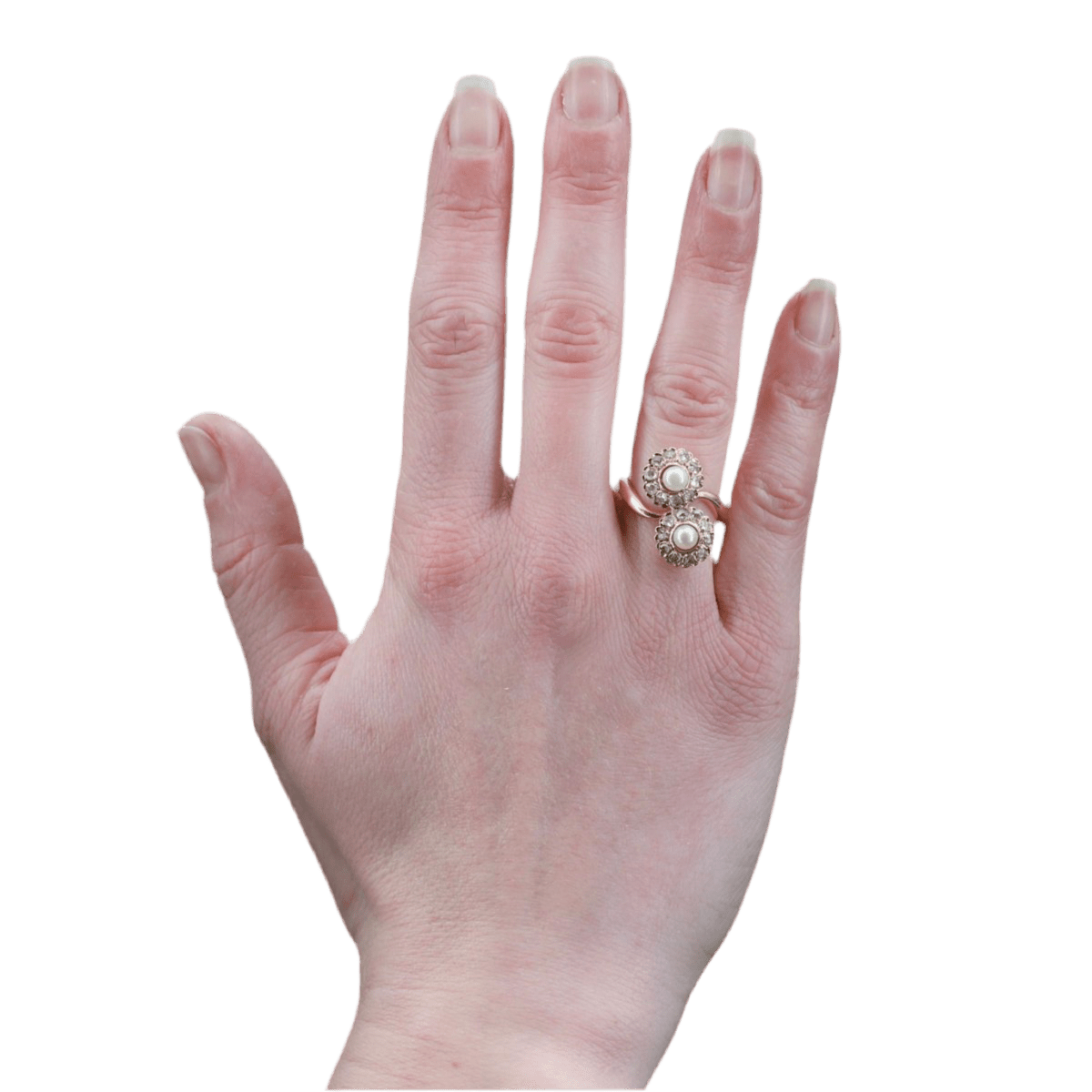 Bague Toi & Moi en or rose, perles et diamants - Castafiore