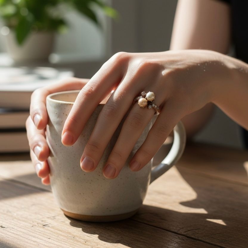 Bague Toi & Moi en or rose, perles et diamants - Castafiore