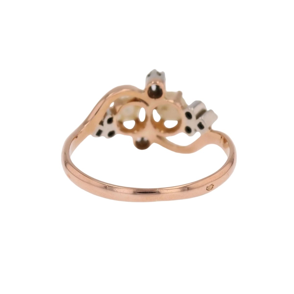 Bague Toi & Moi en or rose, perles et diamants - Castafiore