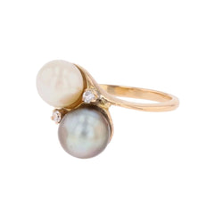 Bague Toi & Moi en or rose, perles et diamants - Castafiore