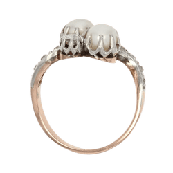 Bague Toi & Moi en or rose, perles et diamants - Castafiore